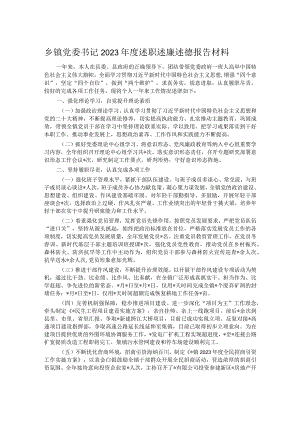 乡镇党委书记2023年度述职述廉述德报告材料.docx