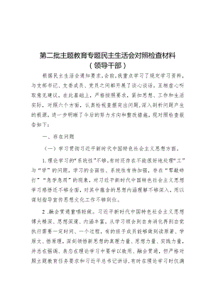 2023年主题教育专题民主生活会对照检查材料(领导干部).docx