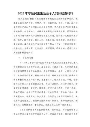 2023年主题教育专题民主生活会个人对照检查乡镇书记（践行宗旨等6个方面+案例剖析+上年度整改+个人事项）.docx