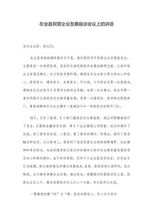 在全县民营企业发展座谈会议上的讲话.docx