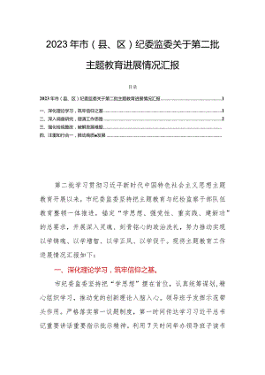 2023年市（县、区）纪委监委关于第二批主题教育进展情况汇报.docx