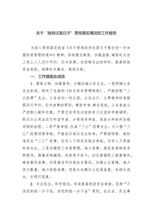 关于“政府过紧日子”贯彻落实情况的工作报告(7篇合集).docx