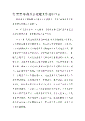 村2023年度基层党建工作述职报告.docx