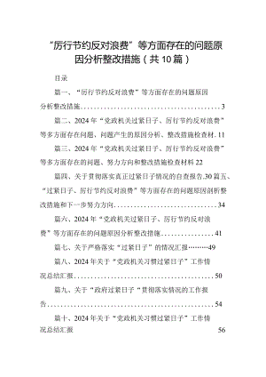 “厉行节约反对浪费”等方面存在的问题原因分析整改措施【10篇精选】供参考.docx