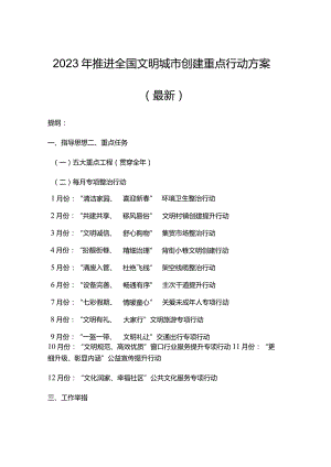 2023年推进全国文明城市创建重点行动方案（最新）.docx