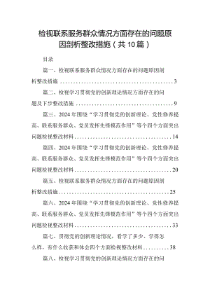检视联系服务群众情况方面存在的问题原因剖析整改措施(精选10篇).docx