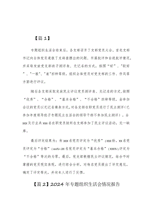 2024年专题组织生活会情况报告十七篇.docx
