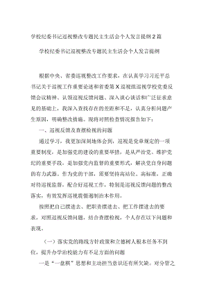 学校纪委书记巡视整改专题民主生活会个人发言提纲2篇.docx