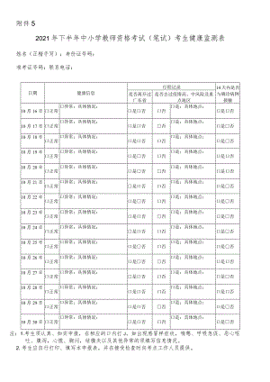 2022年上半年广东省教资考试考生健康监测表模板.docx