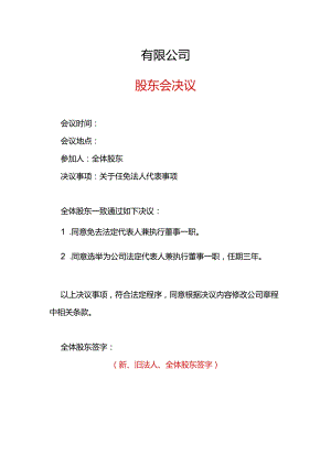 变更股东的决议模板.docx