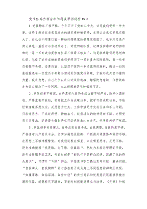 2023党性修养方面存在问题及原因剖析15条对照践行宗旨、服务人民方面存在的问题.docx