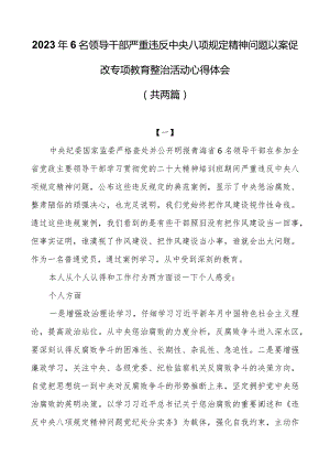 2023年6名领导干部严重违反中央八项规定精神问题以案促改专项教育整治活动心得体会（共两篇）.docx