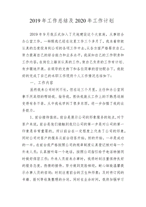 2019年工作总结及2020年工作计划.docx
