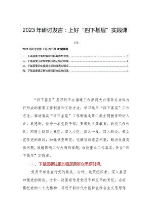 2023年研讨发言：上好“四下基层”实践课.docx