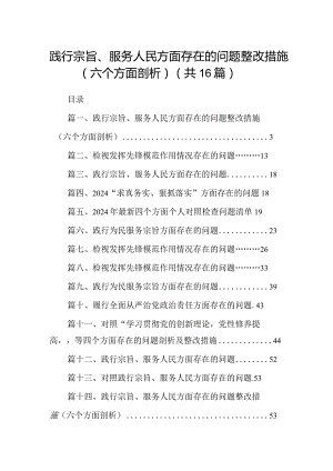 践行宗旨、服务人民方面存在的问题整改措施（六个方面剖析）（共16篇）.docx