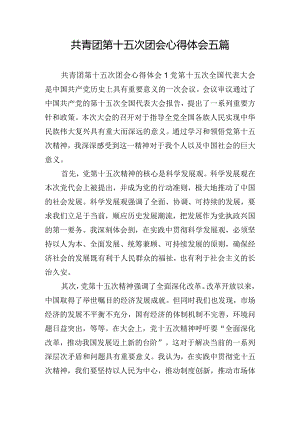 共青团第十五次团会心得体会五篇.docx