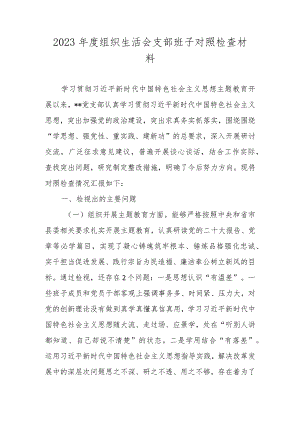 2024组织生活会支部班子对照检查材料（对照执行上级组织决定、严格组织生活、加强党员教育管理监督、联系服务群众、抓好自身建设）.docx