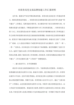 2022年市商务局党支部品牌创建工作汇报材料.docx