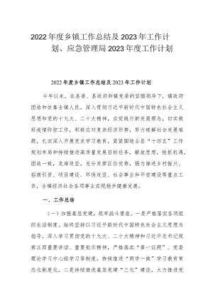 2022年度乡镇工作总结及2023年工作计划、应急管理局2023年度工作计划.docx