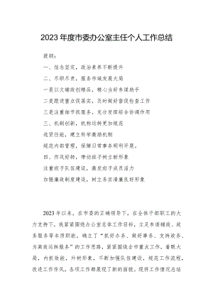 2023年度市委办公室主任个人工作总结.docx