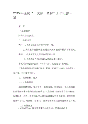 2023年医院“一支部一品牌”工作汇报三篇.docx