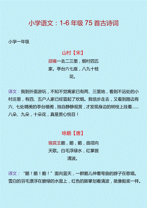 1-6年级75首古诗词.docx
