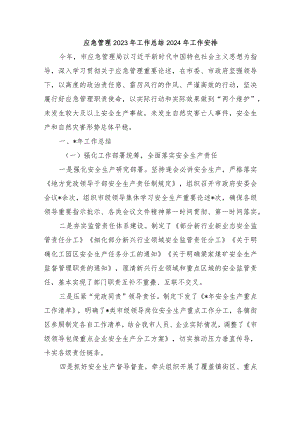 应急管理2023年工作总结2024年工作安排.docx