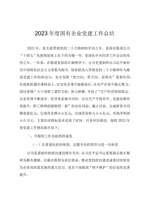 2023年度国有企业党建工作总结（参考范文）.docx