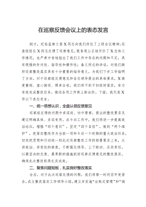 在巡察反馈会议上的表态发言.docx