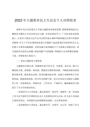 2023年主题教育专题民主生活会个人对照检查发言提纲.docx