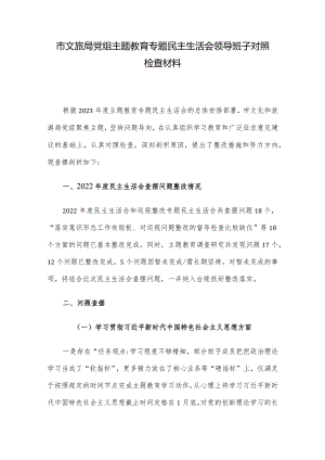 市文旅局党组主题教育专题民主生活会领导班子对照检查材料.docx