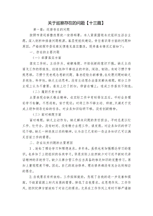 关于巡察存在的问题【十三篇】.docx