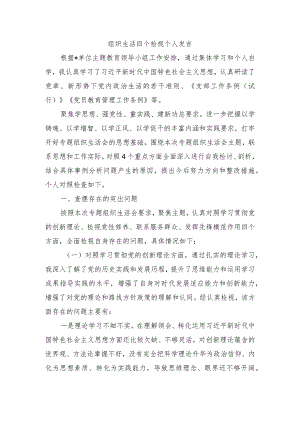 组织生活四个检视个人发言.docx