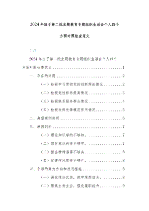 2024年班子第二批主题教育专题组织生活会个人四个方面对照检查范文.docx