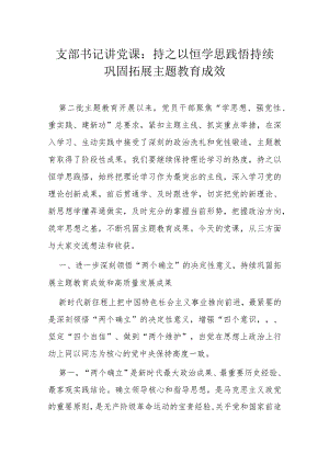 支部书记讲党课：持之以恒学思践悟持续巩固拓展主题教育成效.docx
