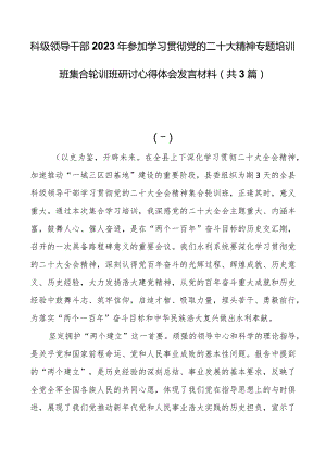 2023年参加学习贯彻党的二十大精神专题培训班集中轮训班研讨心得体会发言材料共3篇.docx