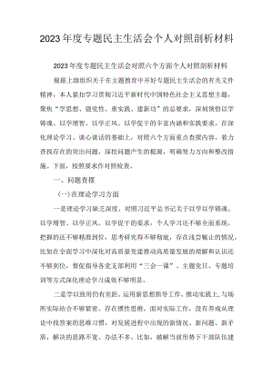 2023年度专题民主生活会个人对照剖析材料.docx
