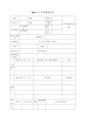 2023年公开招聘报名表.docx