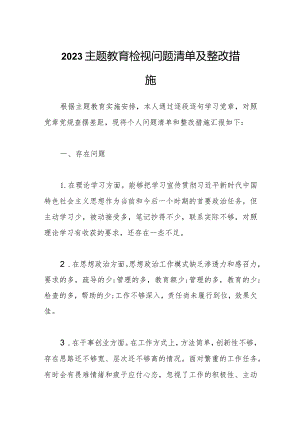 2023主题教育检视问题清单及整改措施.docx