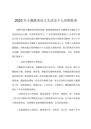 2023年主题教育民主生活会个人对照检查发言提纲.docx