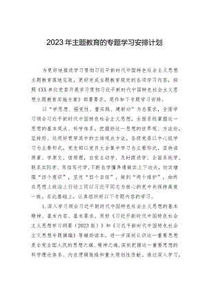 2023年主题教育的专题学习安排计划.docx