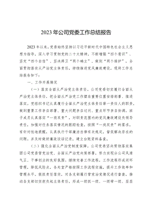 2023年公司党委工作总结报告.docx