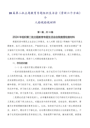 10篇第二批学习教育专题组织生活会(最新六个方面)个人检视检视材料.docx