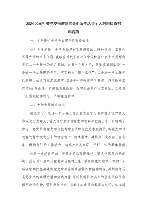 2024公司机关党支部教育专题组织生活会个人对照检查材料两篇.docx