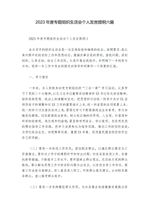 2023年度专题组织生活会个人发言提纲六篇.docx