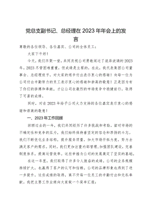 党总支副书记、总经理在2023年年会上的发言.docx