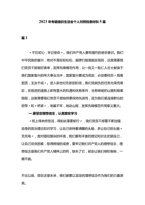 2023年专题组织生活会个人对照检查材料5篇.docx