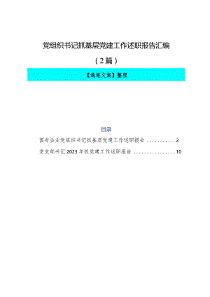 2023.12.7（写作模板）党组织书记抓基层党建工作述职报告汇编（2篇）.docx