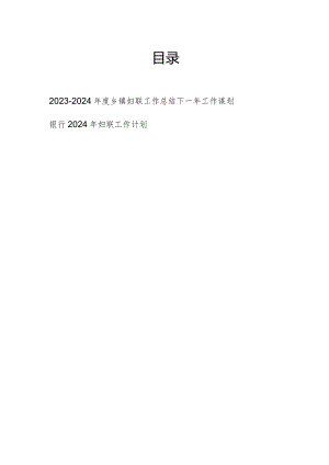 2023-2024年度乡镇妇联工作总结下一年工作谋划和银行2024年妇联工作计划.docx