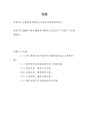 县委书记维护党中央权威和集中统一领导、践行宗旨服务人民、求真务实狠抓落实等六个方面个人对照检查发言提纲2篇.docx